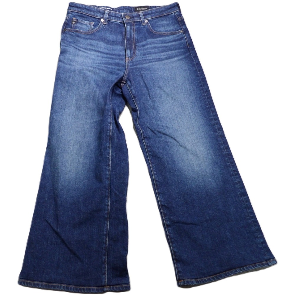 AG Adriano Goldschmied Saige Wide Leg Crop Jeans Blue Denim Italian Fabric 29x24